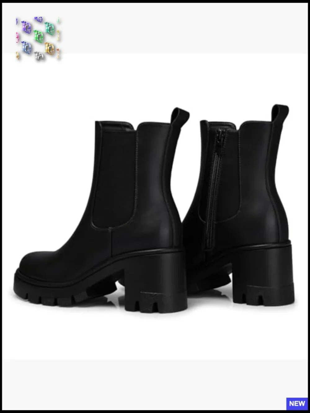 Chelsea Ankle Boots Chunky Heel Fashion Platform Short Booties Work Office
